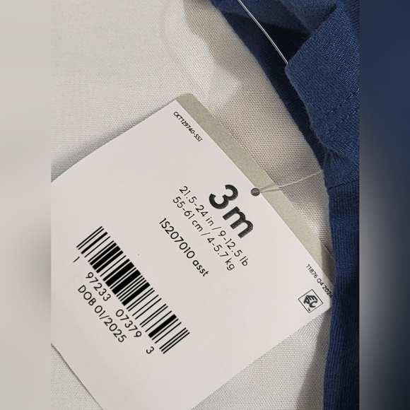 Carter's 3 Piece Blue and Teal Dinosaur Matching Set Size Infant 0-3 Month - Picture 5 of 6